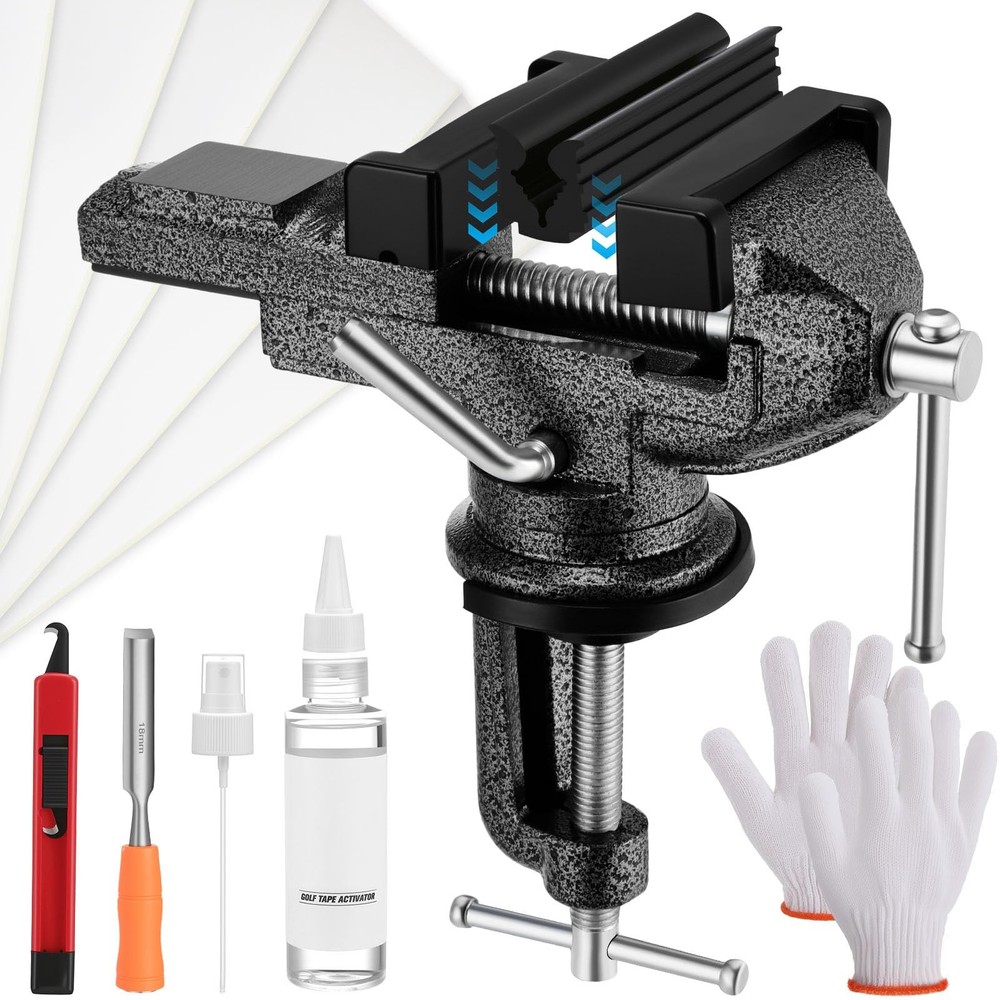 19 Total Pack Golf Grip Kit for Regripping Golf Clubs, include Portable Table...