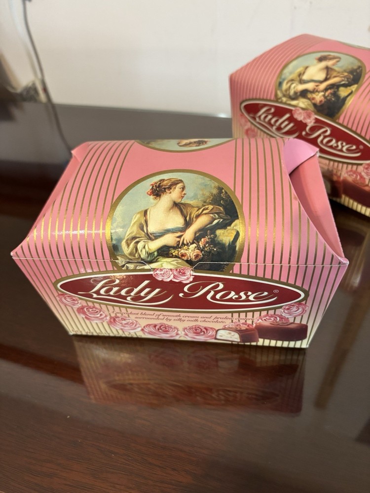 Vintage Candy Boxes 2 Lady Rose and 4 Chocolate Cherish Boxes Empty