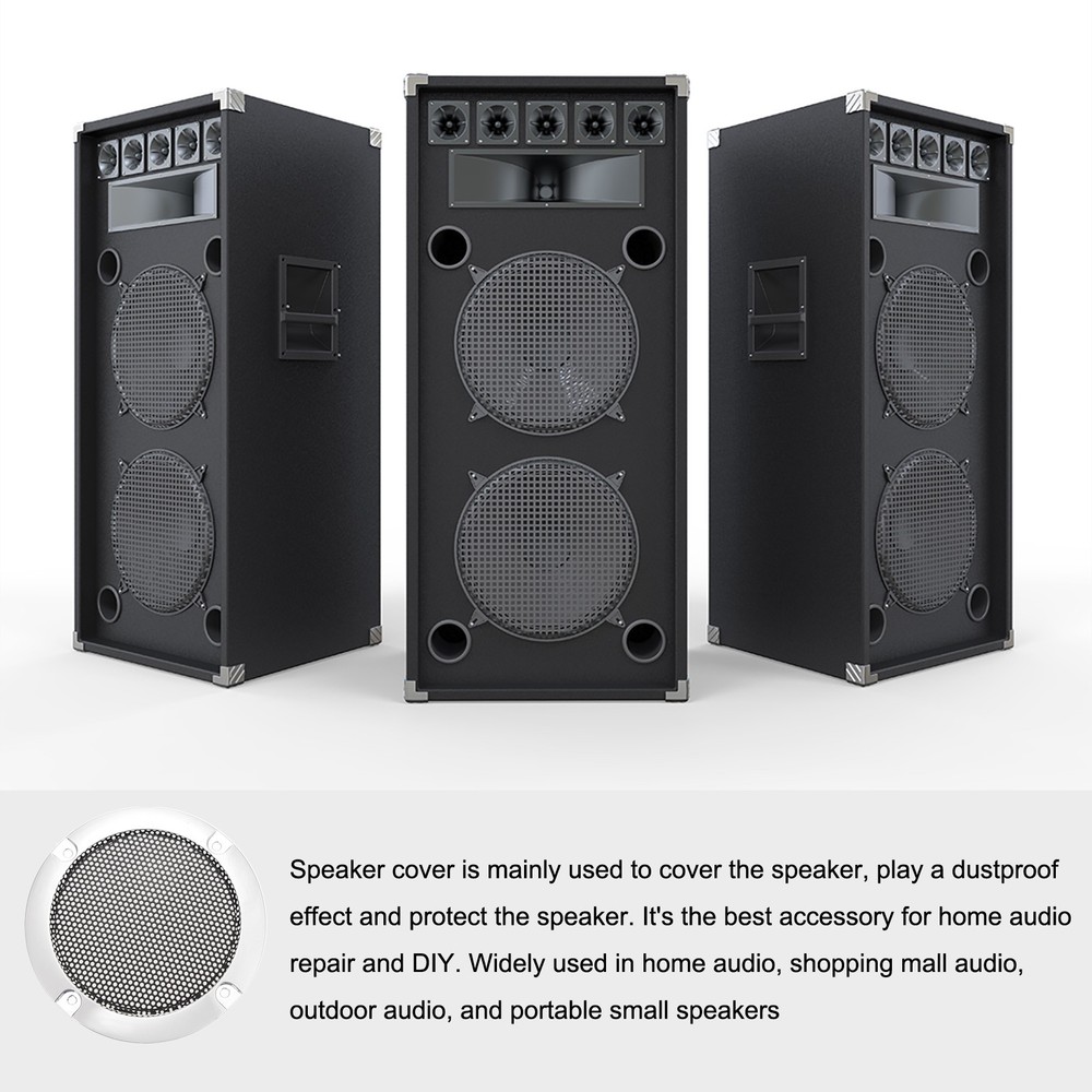 Speaker Grill Cover Black Protector, [for DIY] - 3"/Silver Frame/ 2Pcs