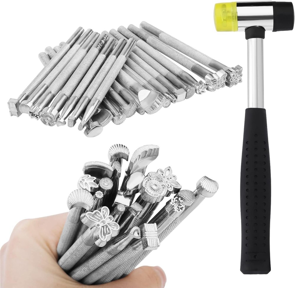 Versatile Leather Stamping Kit for Beginners - 21 Tools & Easy-to-Use Hammer