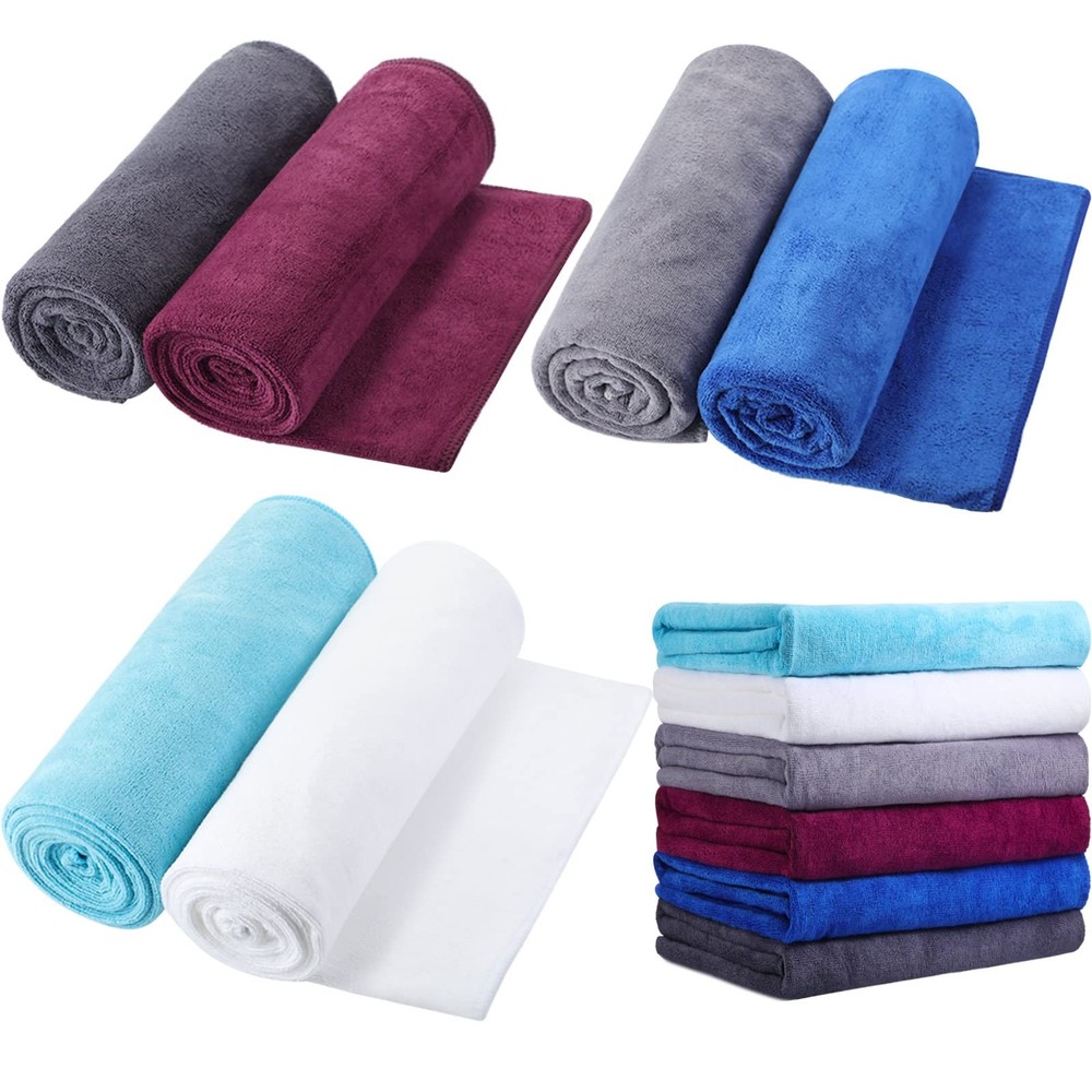 Tegeme 6 Pcs Microfiber Bath Towel Set 30 x 60 Bath Towel, Quick Drying, Over...