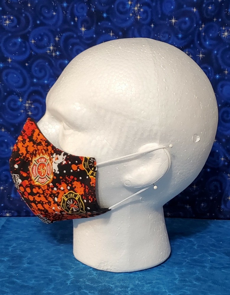 Washable Handmade Fabric Face Mask filter pocket FIREMAN FIRE DEPARTMENT