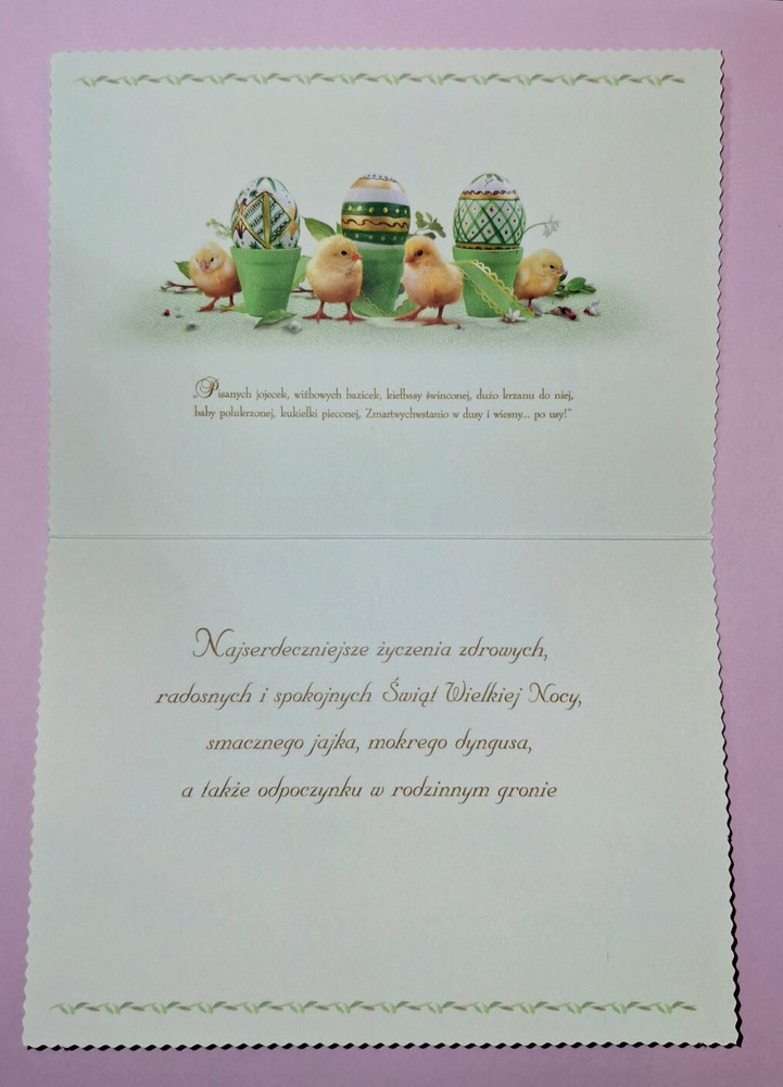 Vintage Polish Easter Card Chicks Eggs In Cups New With Envelope