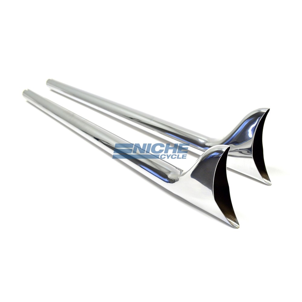 42" Harley Chopper Drag Tail Pipes Exhaust Extensions Fishtail  1-13/16"
