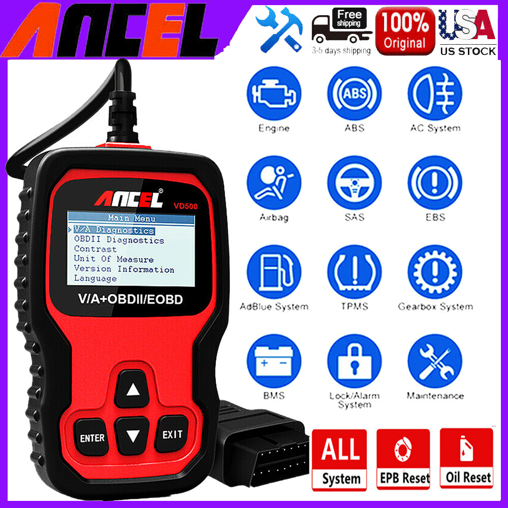 ANCEL VD500-US OBD2 Code Reader Full System Scanner TPS Oil EPB Reset Diagnostic