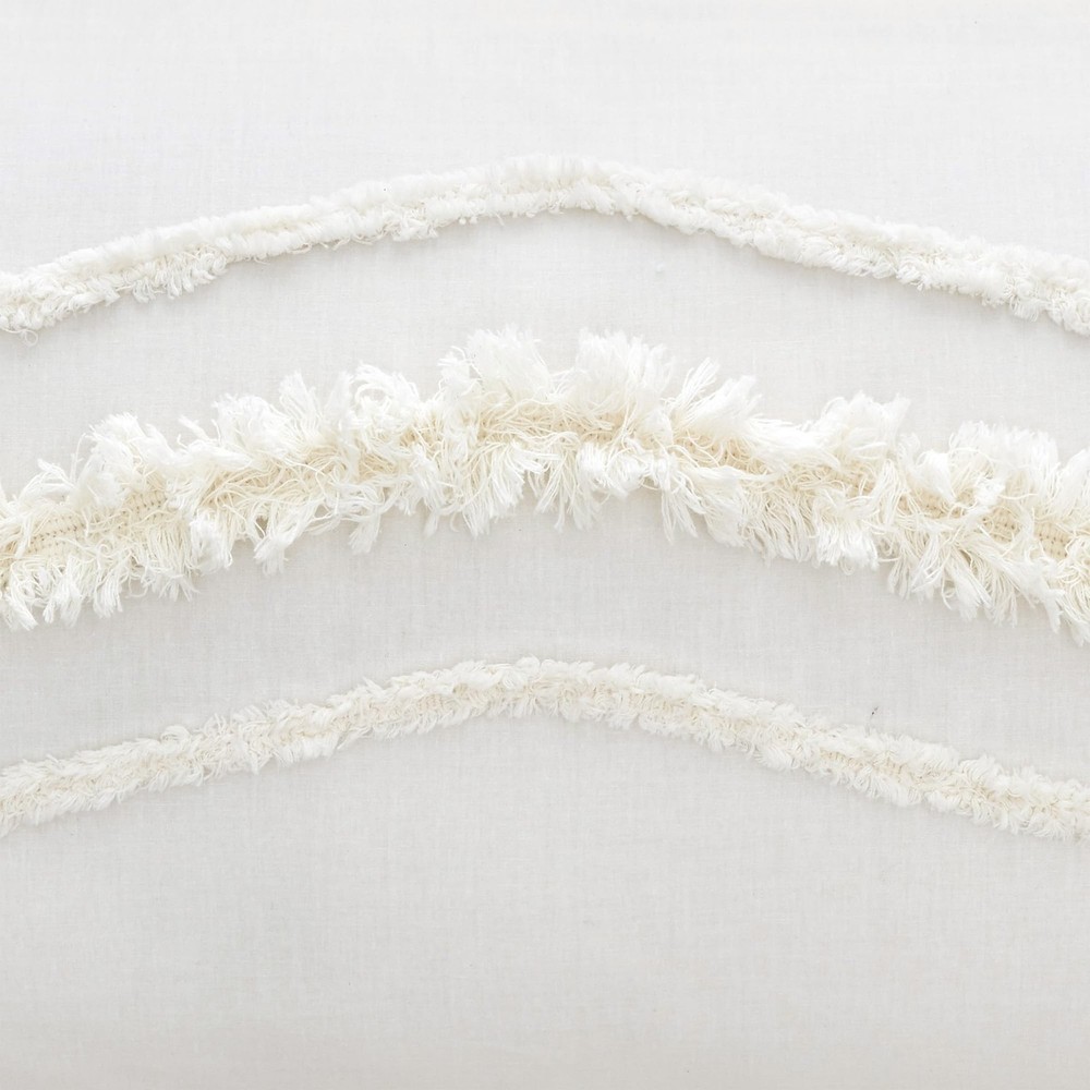 Bohemian Boho Chic Ivory Macrame Tufted Tassel 3 pc. Full / Queen Size Bed Be...