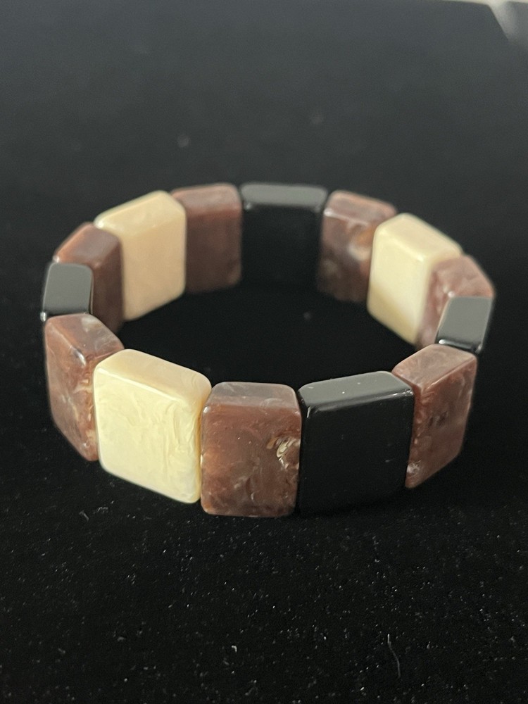 Brown, Black & Beige Stretch Bracelet Boho Retro