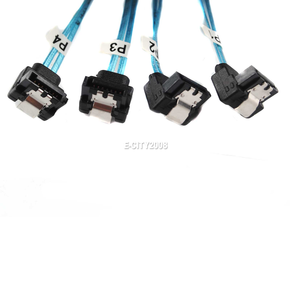 Angled 4 SATA Target Hard Disk 6Gbps to Internal Mini SAS SFF-8643 Host Cable 1M
