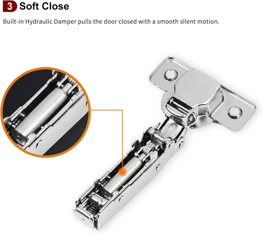 60 Pack Soft Close Hidden Hinges for Kitchen Cabinets, 105° Adjustable