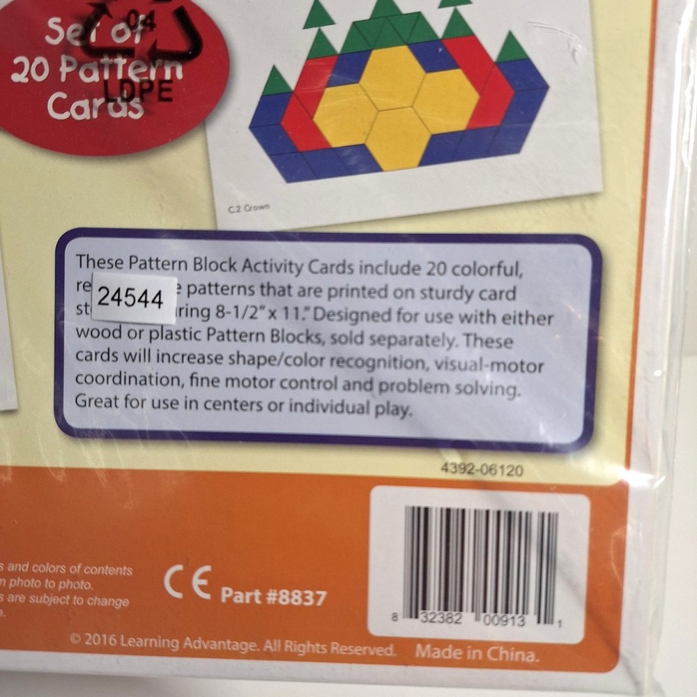 Pattern Block Activity Cards Tangrams Pre K Grade 3 Shapes Learning Advantage
