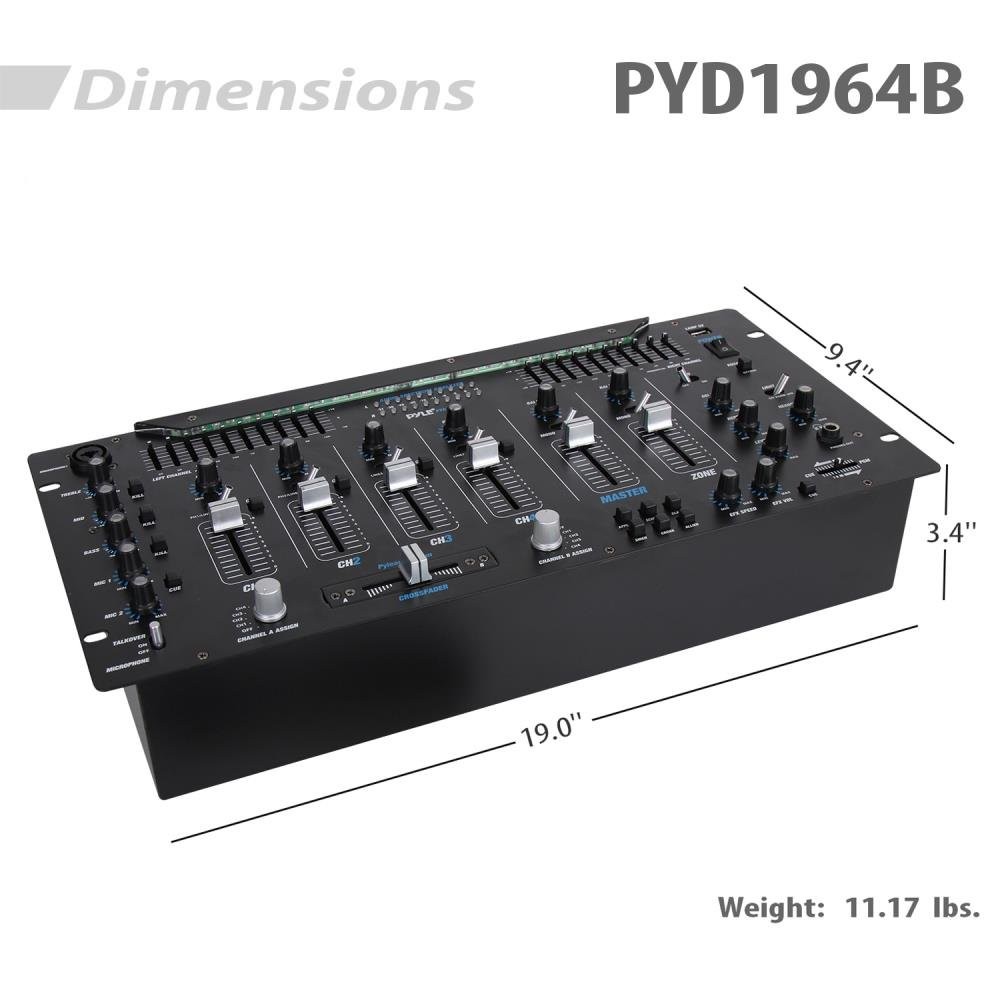 Pyle 6 Channel Mixer DJ Controller with Bluetooth, Professional Sound Black