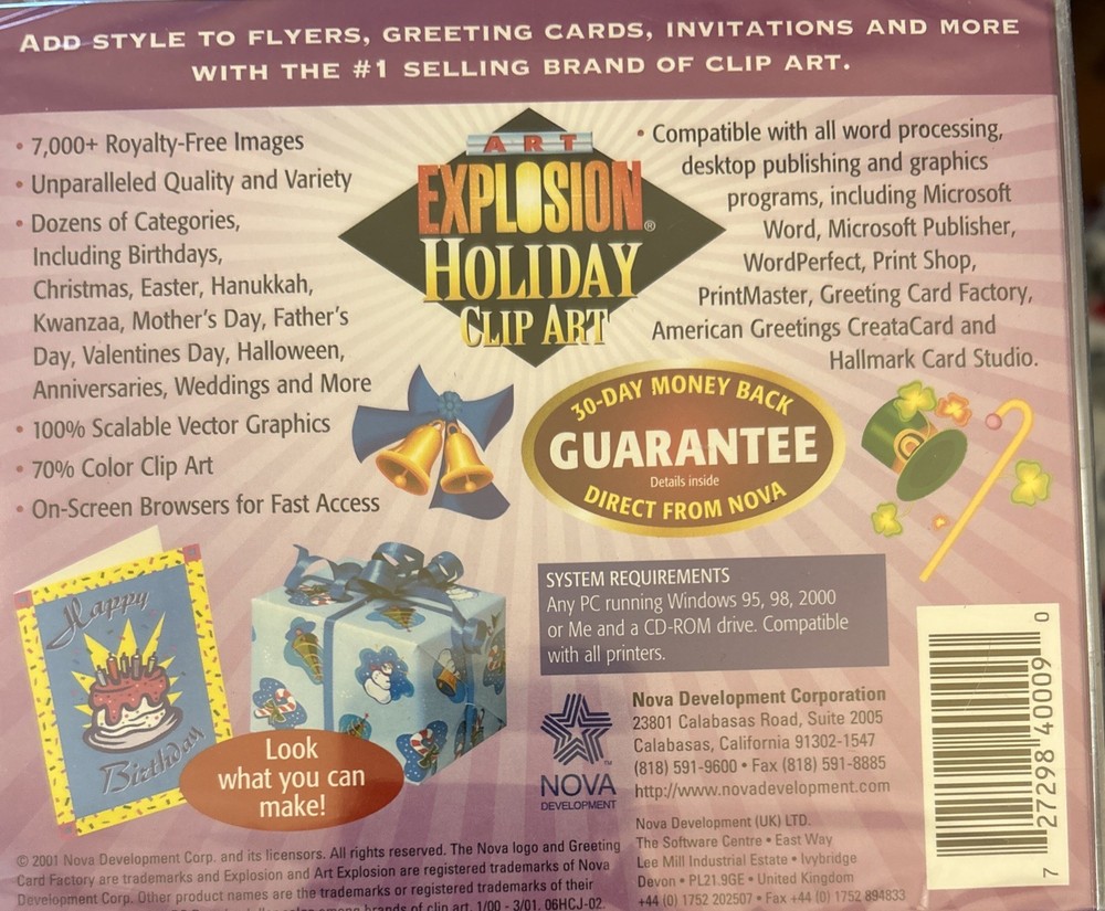 Art Explosion Holiday Clip Art Windows 95/98/2000 ME Cd