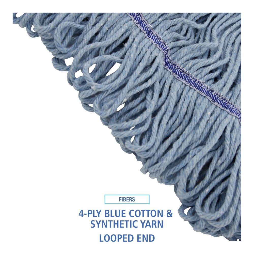 Mop Head, Loop-End, Cotton with Scrub Pad, Large, 12/Carton