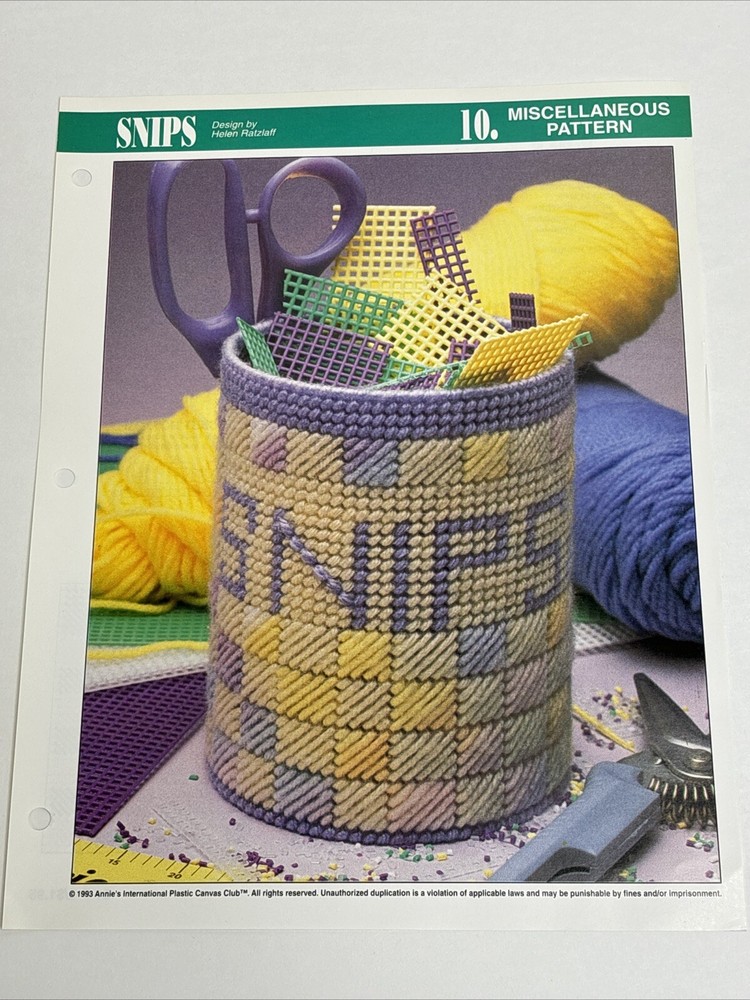 Snips Holder Annie's Attic Plastic Canvas Pattern
