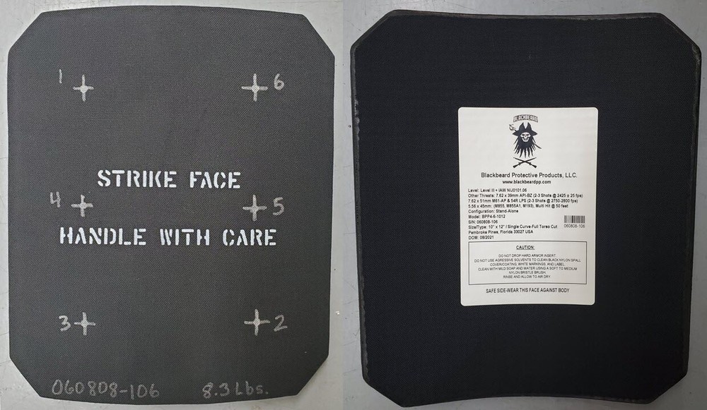 Single Curve Level III+ Ceramic/Composite Body Armor Plate