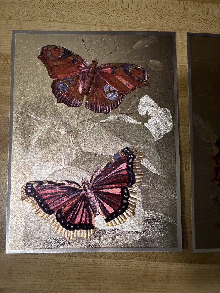 BEAUTIFUL- DUFEX FOIL PRINTS BUTTERFLIES, 2 PC .
