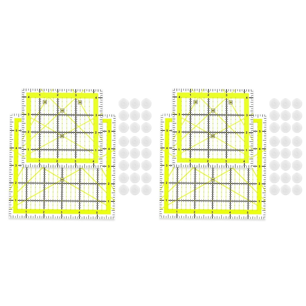 KIIFENG Quilting Ruler 2Sets Acrylics Quilting Ruler Set Square Patchwork Ruler