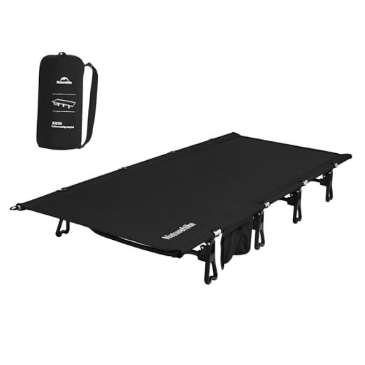 Extra Wide GreenWild Camping Cot, Folding Lightweight Camp Cot Bed, Black