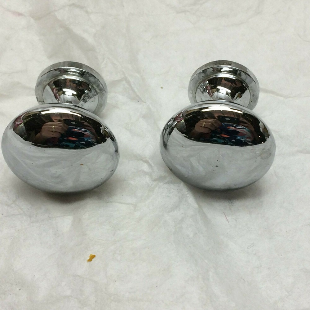 2 Vintage Drawer Knobs DIY Project Hardware Solid Cast Chrome Finish