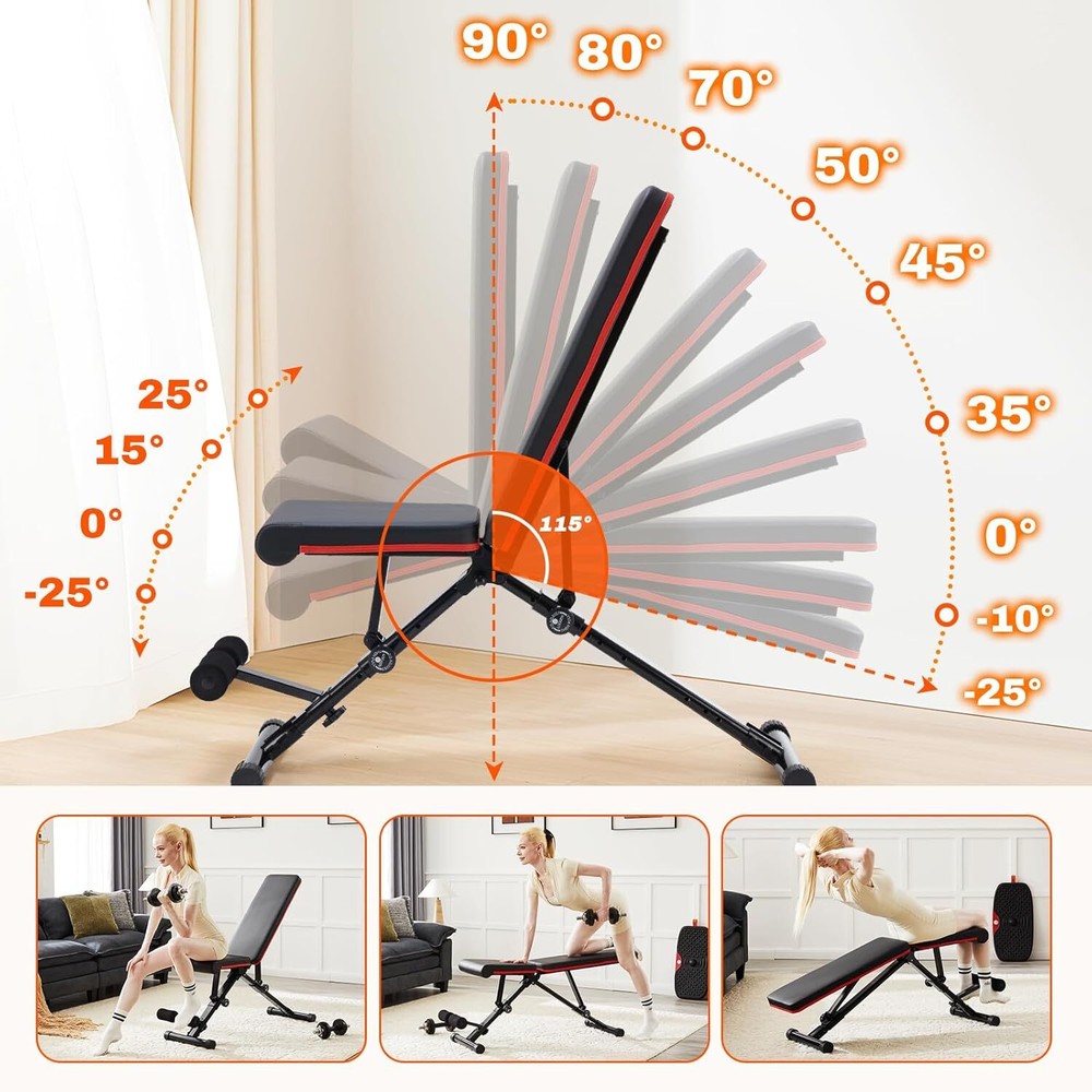 Home Gym Full Body Exercise Weight Bench Adjustable Workout Bench Foldable Press