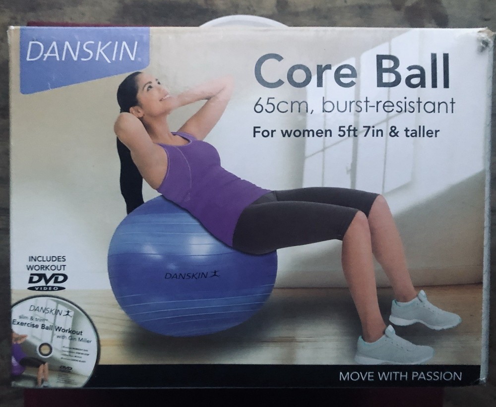Danskin Burst Resistant Core Ball 65 cm Blue Includes Workout DVD New in Box