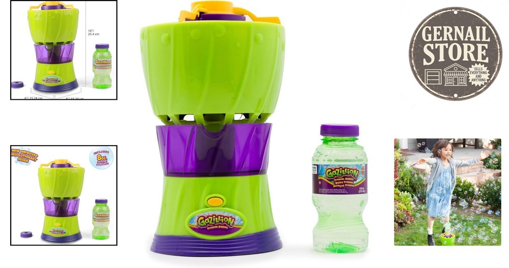 Ultimate Outdoor Bubble Machine - No-Spill Design & 8 oz Solution for Ages 3+