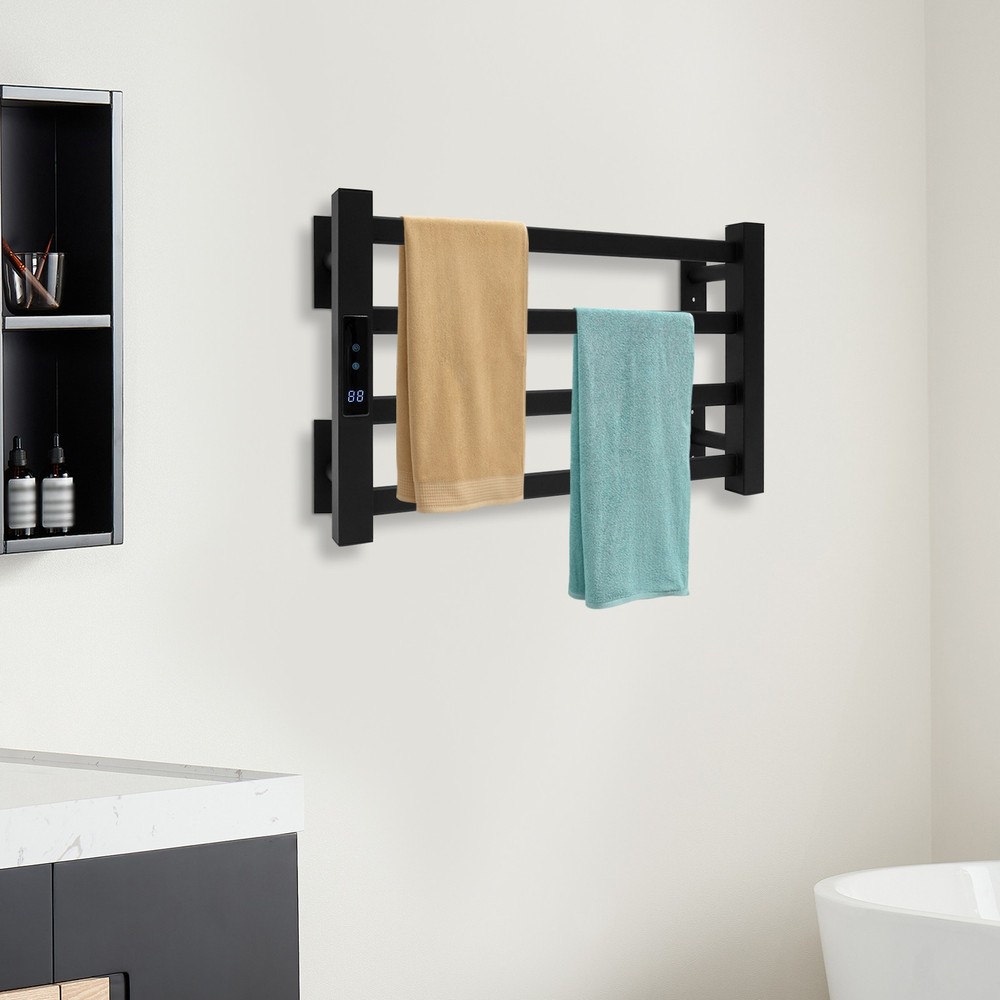 4-Layer Electric Heated Towel Rack with Control Panel, Wall-mounted Towel Rail