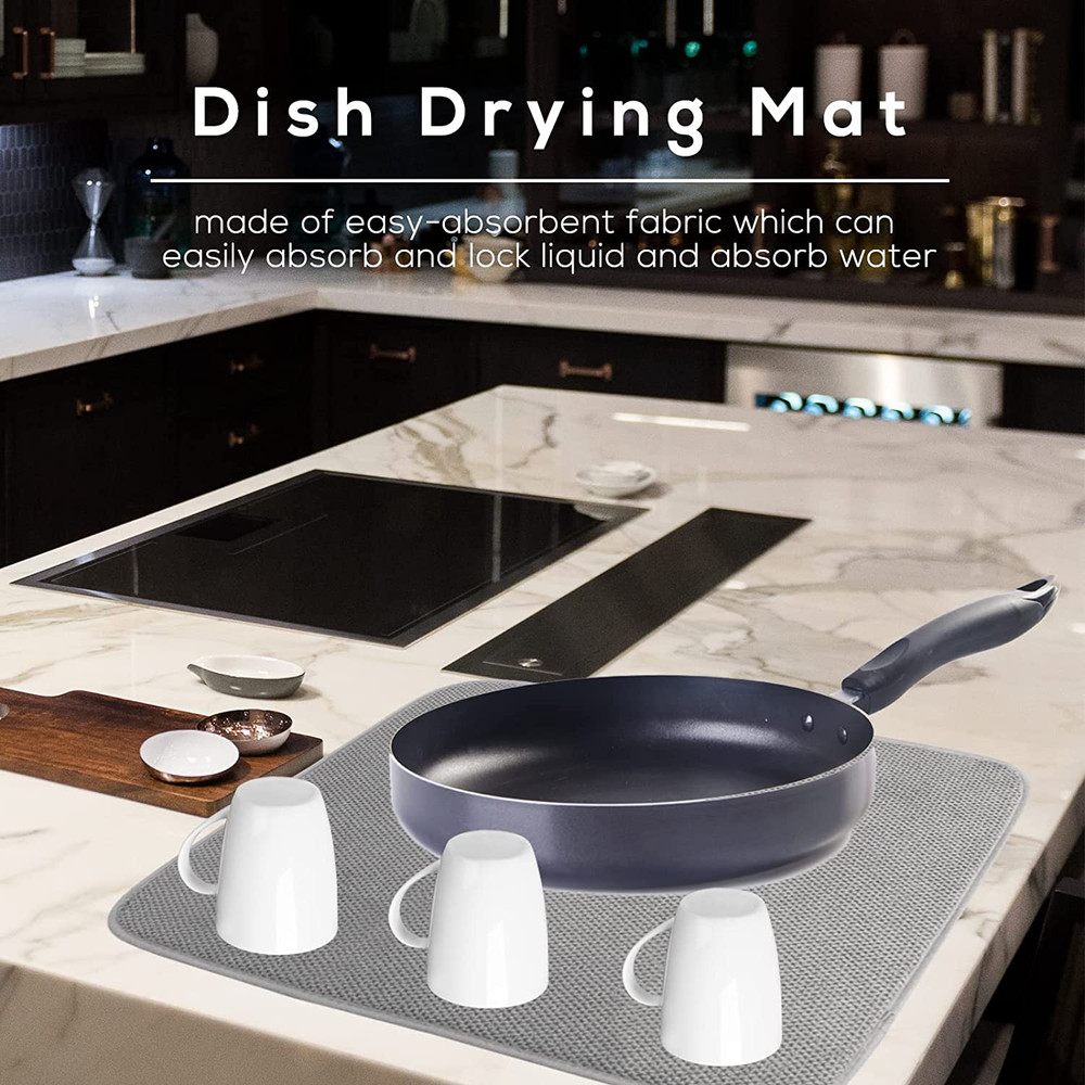 2 Pack Microfiber Dish Drying Mat,Absorbent Dish Drainer Kitchen Counter,Super A