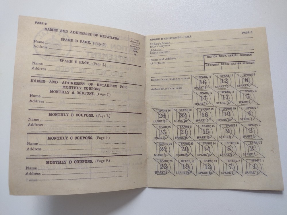 1941 Ration Book Supplement Spare Book For Herring William