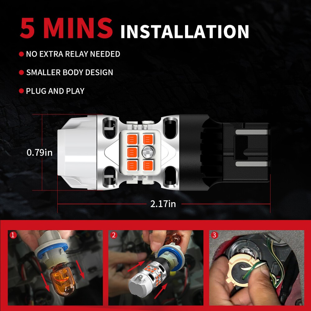 LASFIT 7443 7440 Led Turn Signal Light Bulbs Anti Hyper Flash Super Bright White