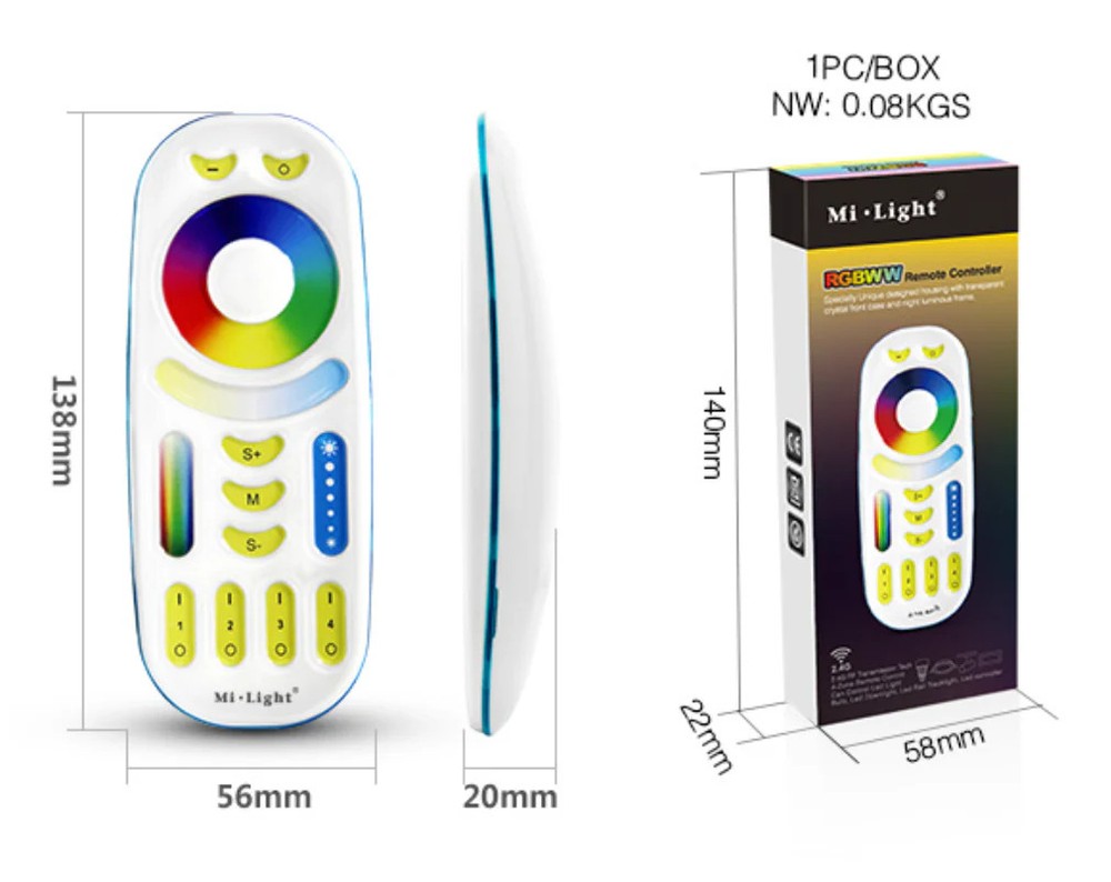 Miboxer 4-Zone RGB+CCT Remote Black