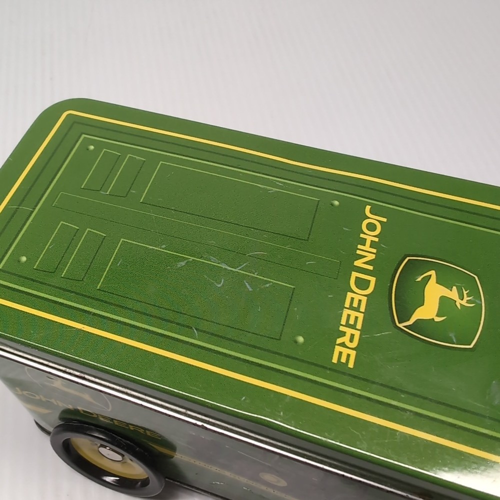 John Deere Tin Box Truck Tractor Trailer Shaped Container