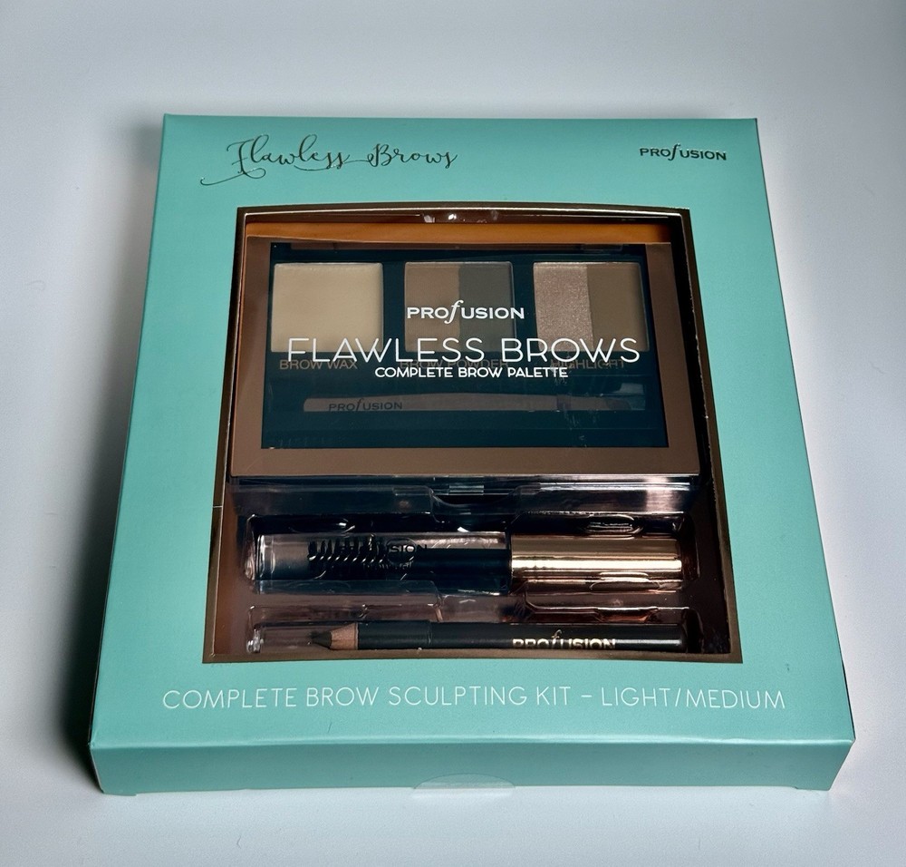 Profusion Flawless Brows Complete Brow Palette/Sculpting Kit Light/Medium NIB