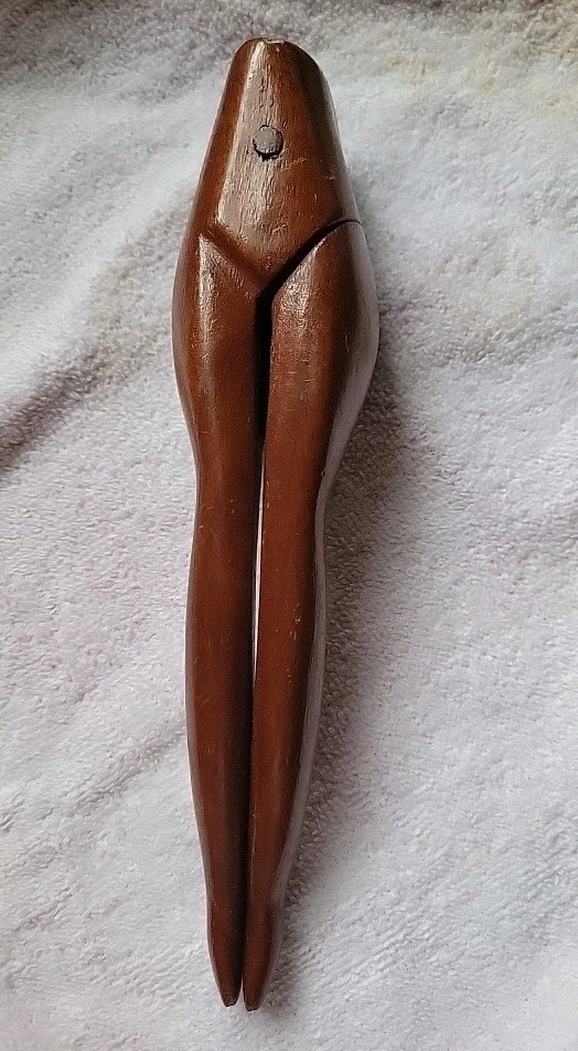 Vtg Solid Wood Nutcracker Lady Legs Hand Carved