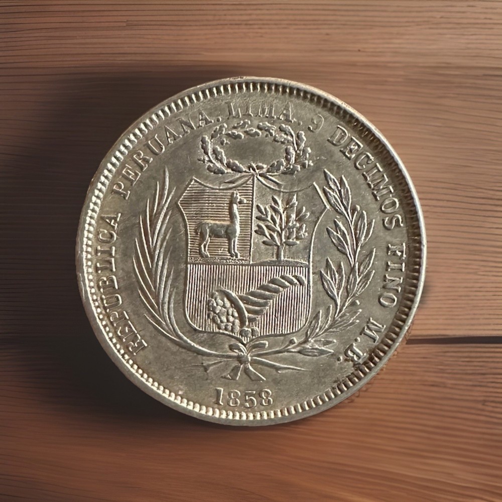 Peru 50 Centimos 1858 , Very High Grade