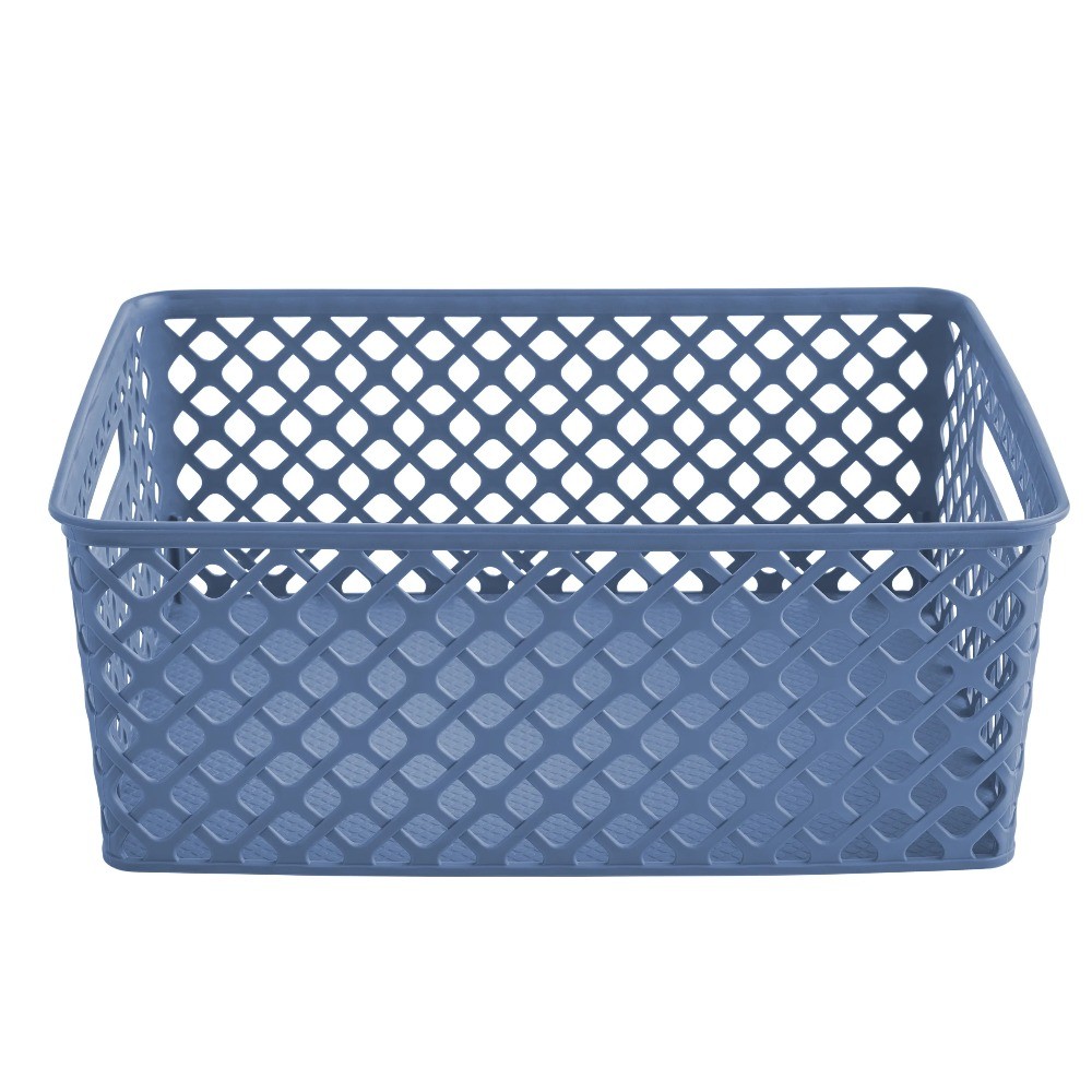 Cube Decorative Plastic Storage Basket, Pack of 4, Moonlight Blue