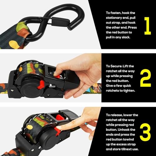 ANLULOAD Retractable Ratchet Strap,S Hook Retractable Tie Down Strap 1.5in*13ft