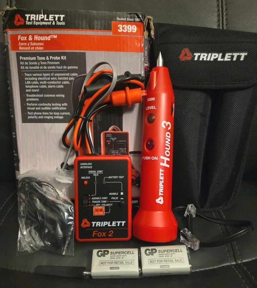 Triplett 3399 Fox & Hound Premium Tone & Probe Wire Cable Tracing & Testing Kit