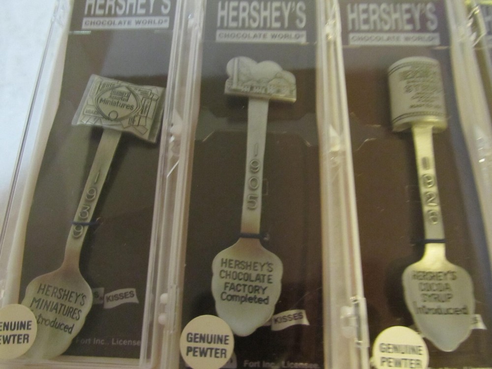 HERSHEY'S CHOCOLATE WORLD PEWTER SPOON COLLECTION 12 SPOONS