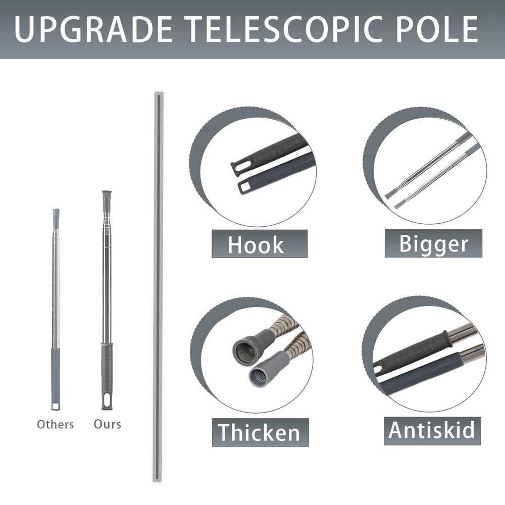 4 Pcs Microfiber Cobweb Duster with 100" Extension Pole,Bendable Ceiling Fan ...