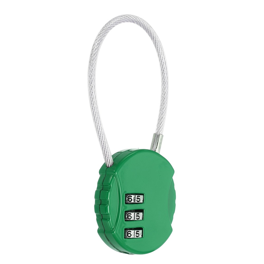 1-Pack Combination Padlock, 3 Digit Round Shaped Cable Luggage Lock [Dark Green]