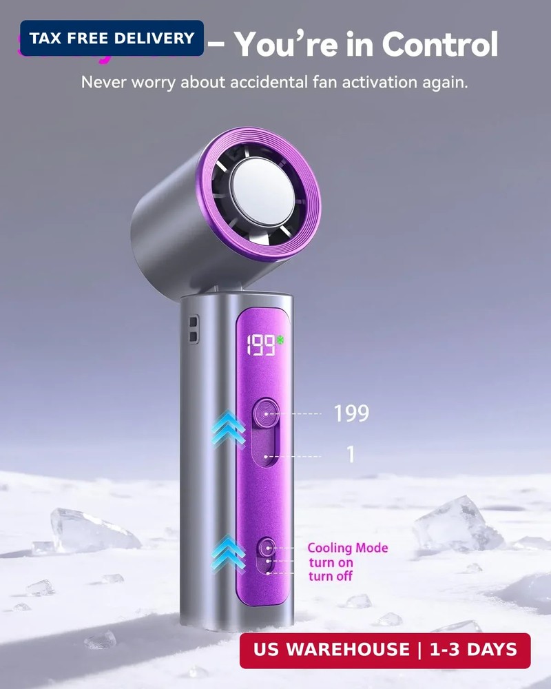 DRORION Portable Mini Fan with Ice Cooling Function, 199 Speed Adjustable Handhe