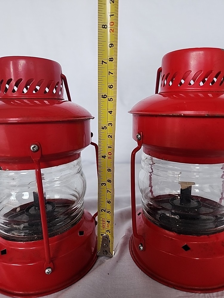 2 Vintage Red Railroad Look Lanterns