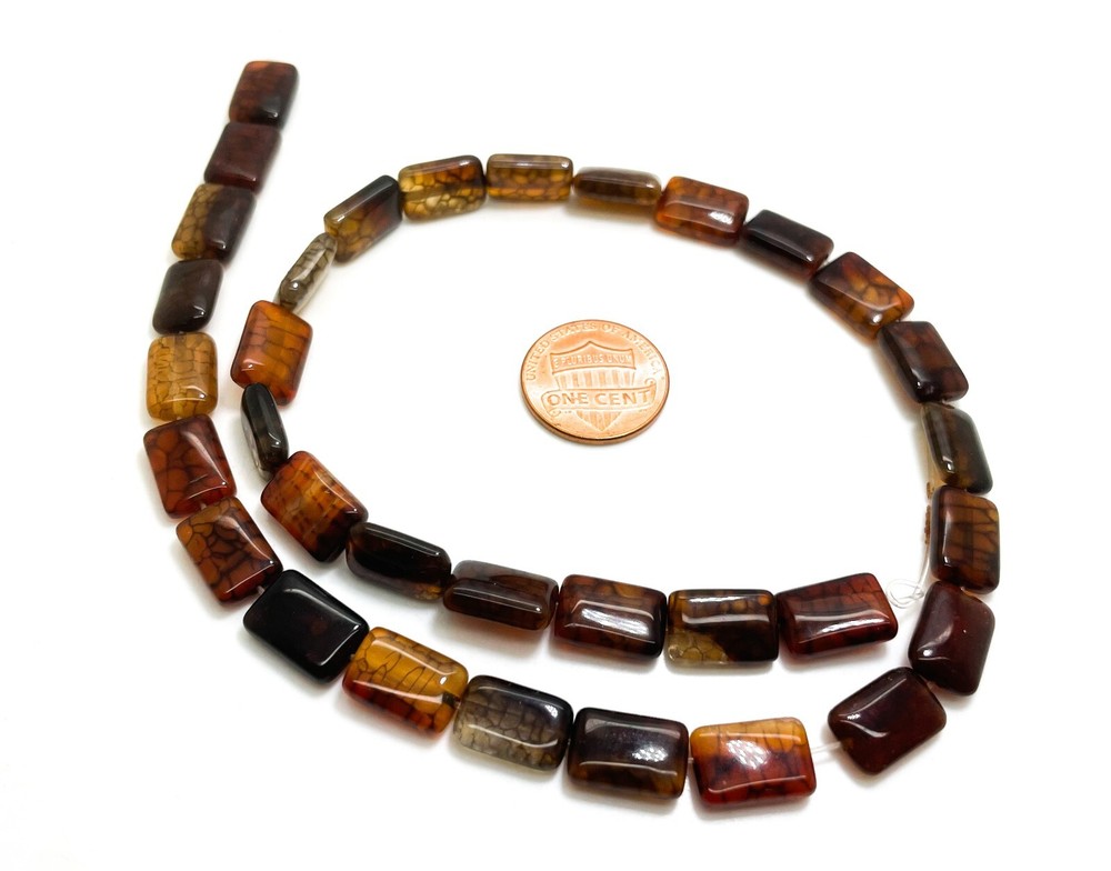 Natural Spider Web Agate Flat Rectangle Smooth Polished Gemstone Beads- PSWA06