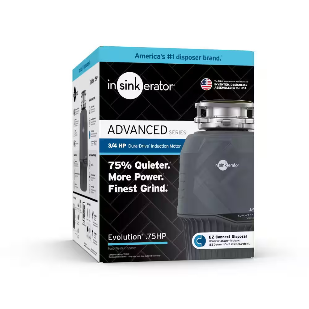 Evolution .75HP, 3/4 HP Garbage Disposal, Continuous Feed Food Waste Disposer W