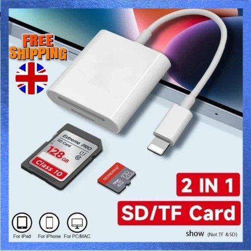 Lightning to SD Card Reader Adapter Camera Memory Card Reader for iPhone iPad