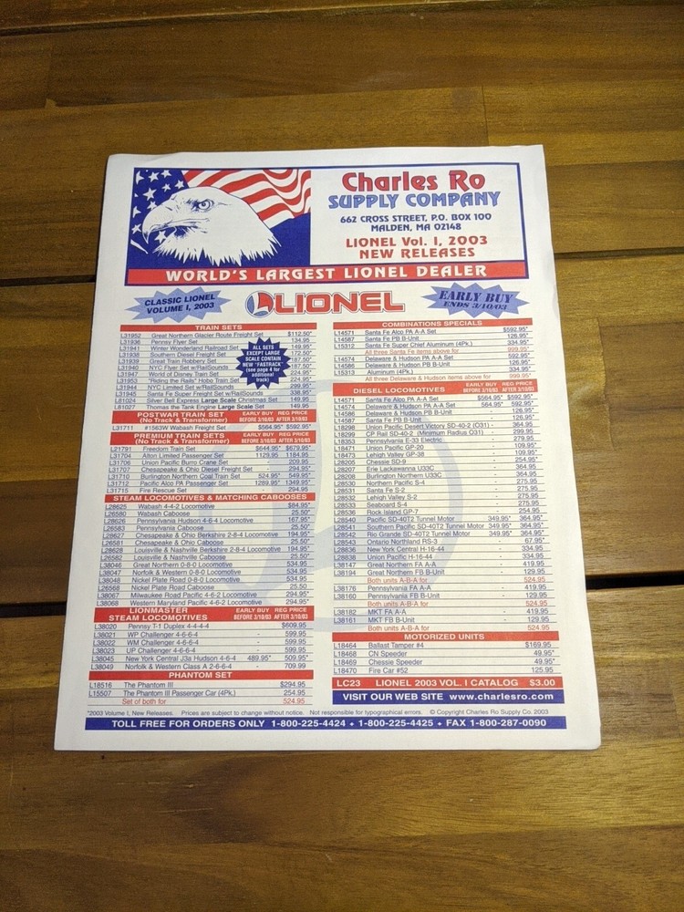 Charles Ro Supply Train Mail Package Of Catalogs 1999-2000