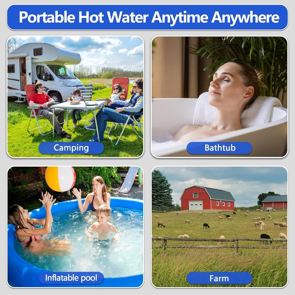 Immersion Water Heater 1500W – Portable Stainless Steel Bucket Heater with The