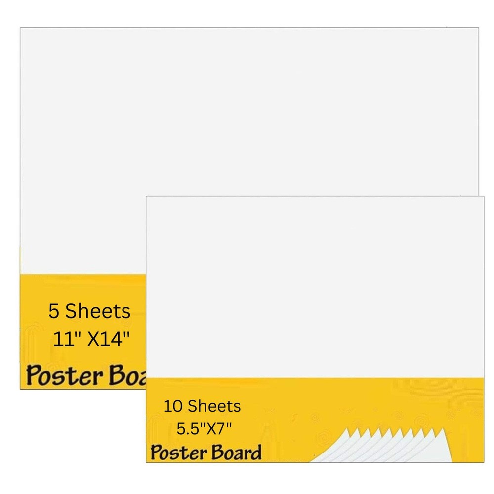 10 Sheets White Poster Board | 5.5x7 Inches for Display, Art & School Projects: