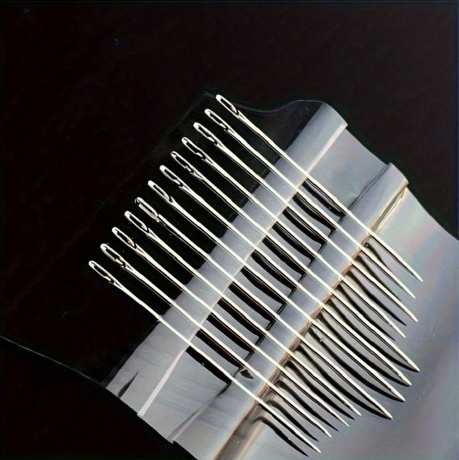 1pc 12‑Pack Self‑Threading Sewing Needles – Easy Thread, Assorted Sizes - NEW